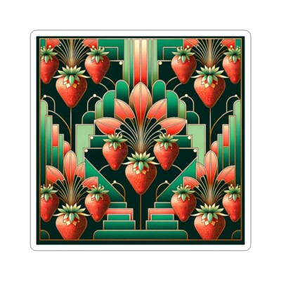Sticker Art Deco Sunburst Classy Strawberry Opulence Wealth Rich 2x2 3x3 4x4 6x6