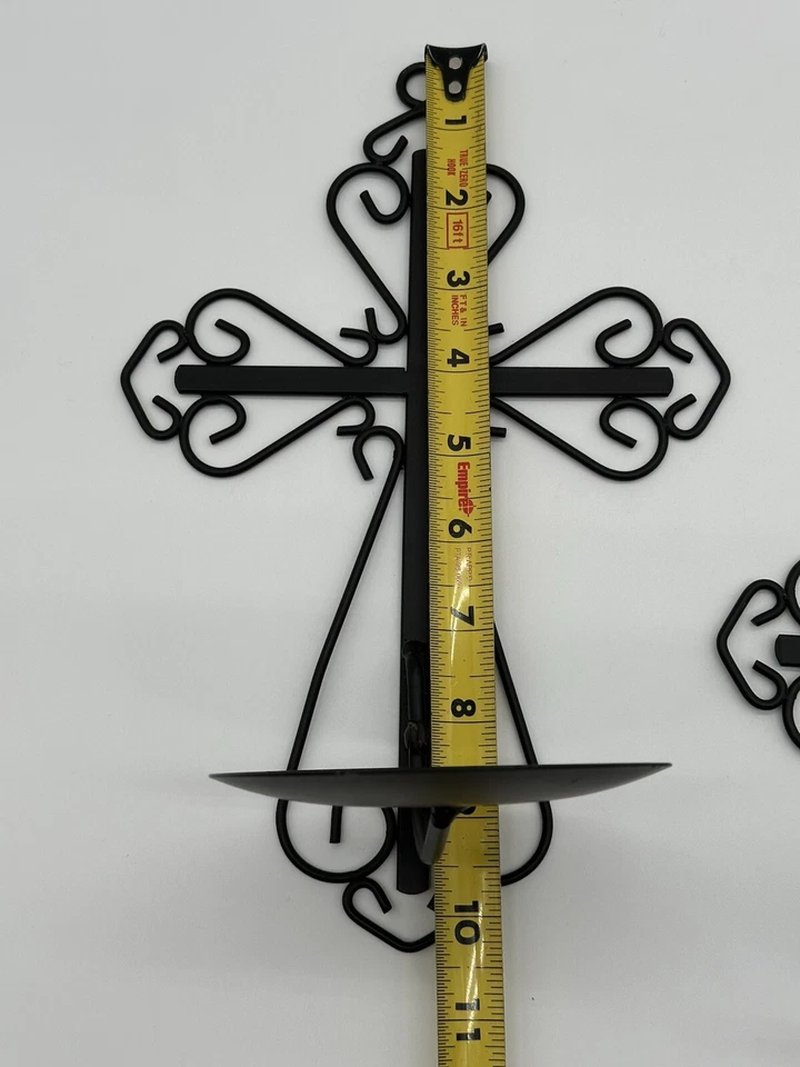 Juego de 2 Candelabros de Pared Negros Met en Forma de Cruz Colgante Pilar Candelabro Foto 4 de 4
