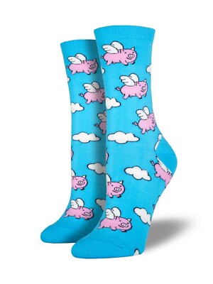 Socksmith Women's When Pigs Fly Crew Socks fit 9-11
