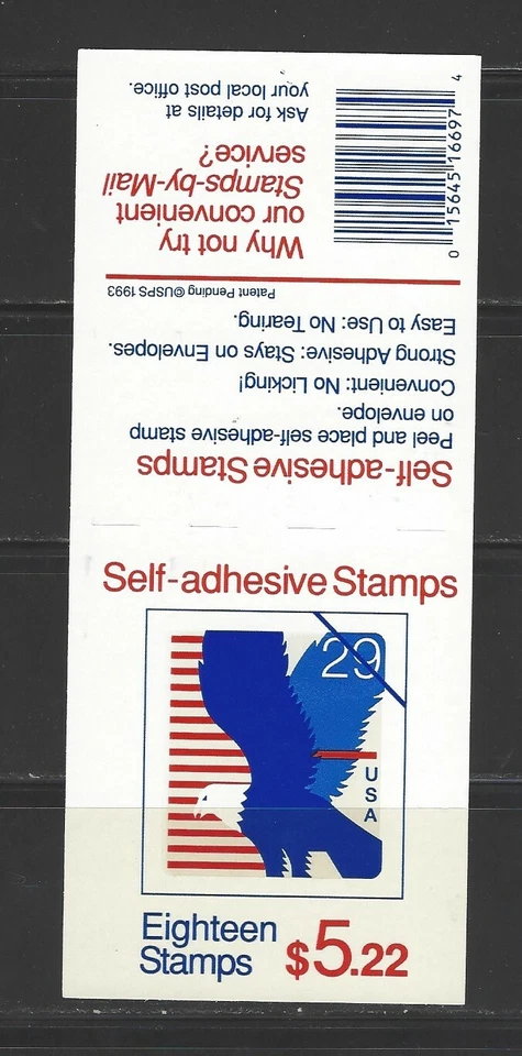 US, 1994, #2598, self-adhesive pane of 18, MNH, 29c Eagle           (2 scans) - Image 2 of 2