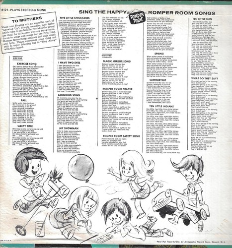 Sing The Happy Romper Room Songs - Peter Pan Records 8121 – 1970's Kindergarten - Imagen 2 de 2