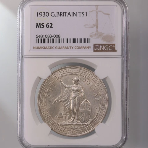 1930 Great Britain T$1 NGC Certified MS 62 Silver Trade Dollar Coin 