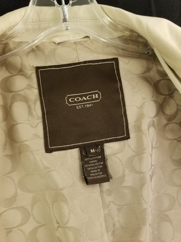 Coach Brand Cream/Light Khaki Womens M Short Trench Coat Button Jacket - Picture 5 of 13