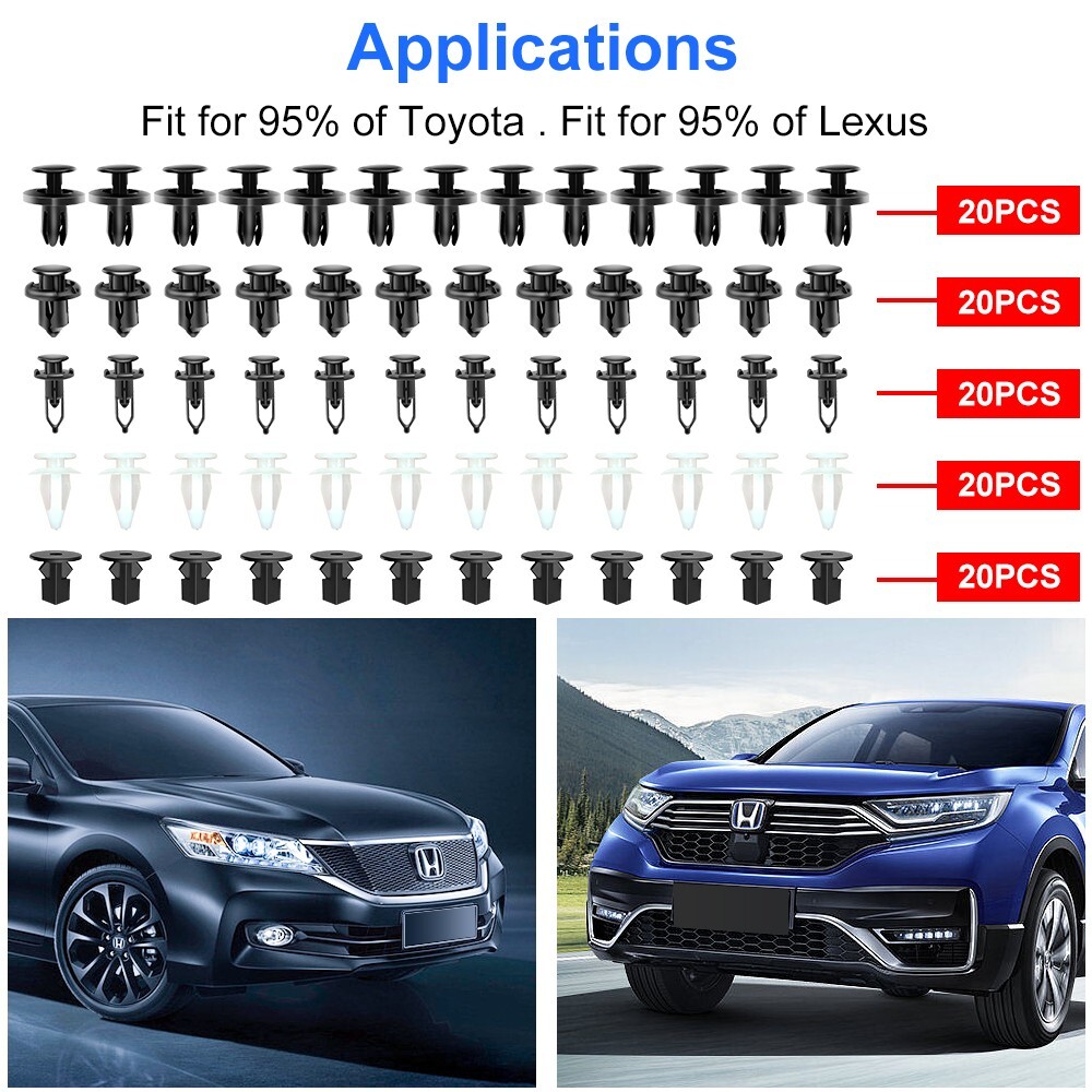 100Pcs Bumper Clips 7mm Fastener Fender Push Plastic Rivet For - Foto 2