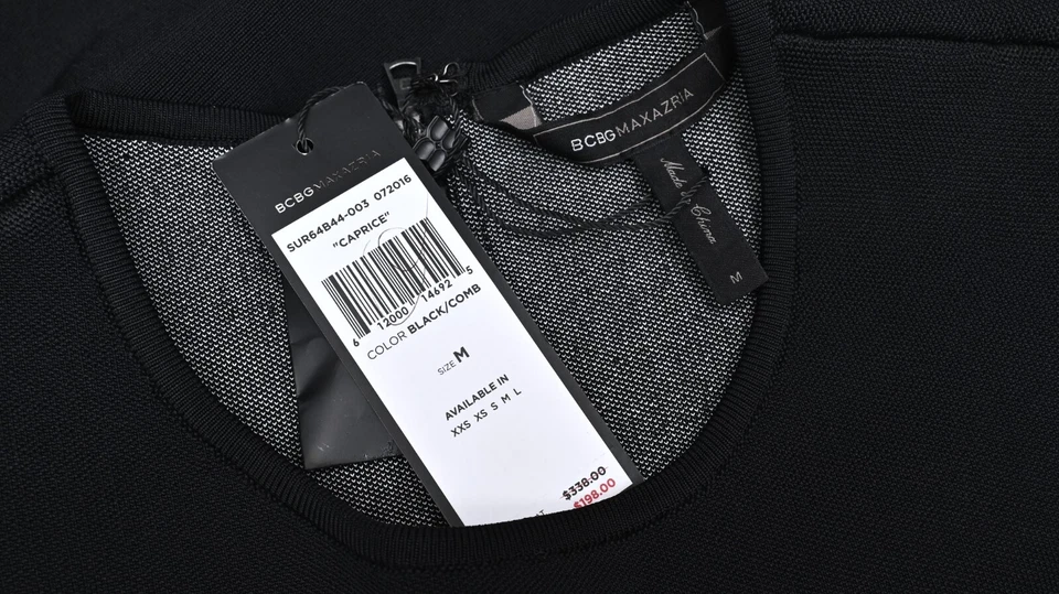 Vestido feminino BCBGMAXAZRIA Caprice geométrico peplum jacquard tamanho médio novo com etiquetas - Imagem 3 de 4