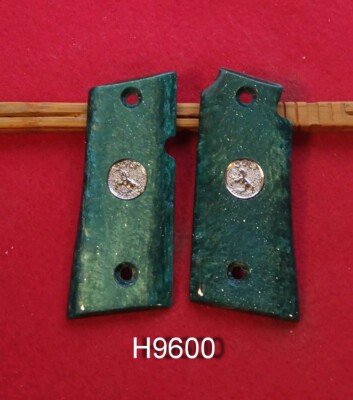 Nice pair of Green Imitation Pearl Grips w/Silver Mdlns for  Colt Mustang .380!