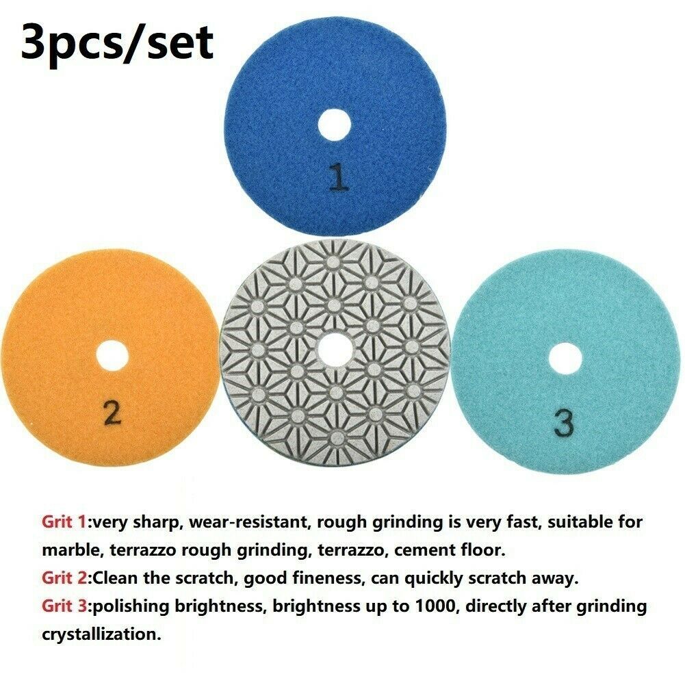 4 Diamond Polishing Pad Set - Grade A Light Color - quartzite 3 Set