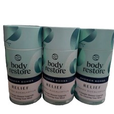 6-Pack, LOT Of 3-- Body Restore Shower Bombs Relief Fresh Eucalyptus--Free Ship