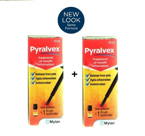 2 x PYRALVEX Generic Bonjela Treatment of Mouth Ulcers Denture Irritation 10ml