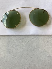 Vintage Calobar Outdoor Clip On Aviator Glasses Green Glass Gold Frames