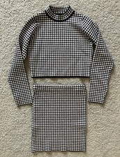 Fashion Nova Let It Go Sweater Skirt Set White/black Size Small