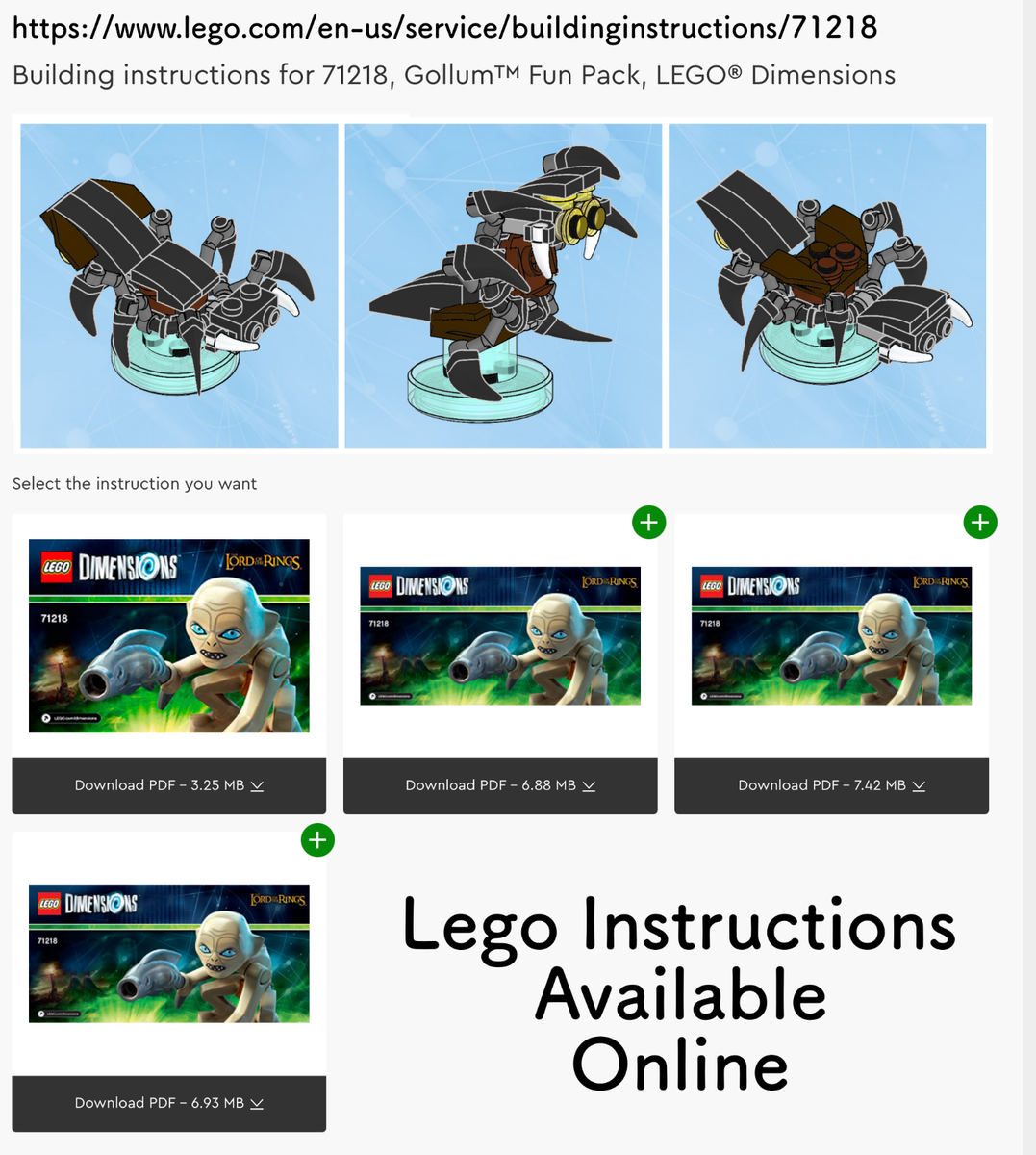 LEGO® Dimensions 71218 Gollum Fun Pack Lord Of The Rings Toy Tag