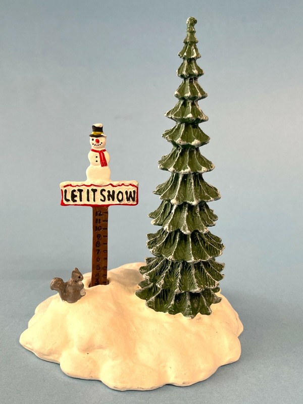 DEPT 56 CHRISTMAS VILLAGE - LET IT SNOW - SNOWMAN SIGN 52594 RETIRED WBX - NOTE