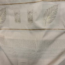 Gold Ivory Script Floral Leaf Pattern Curtain Fabric Material 137cm wide BR484