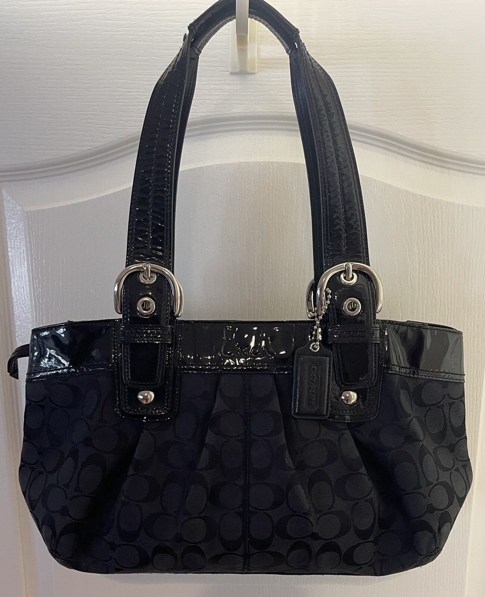 バッグ Coach Flap Soho black Signature Shoulder Coach Soho Signature Flap Shoulder Bag Black #17093 | Coach