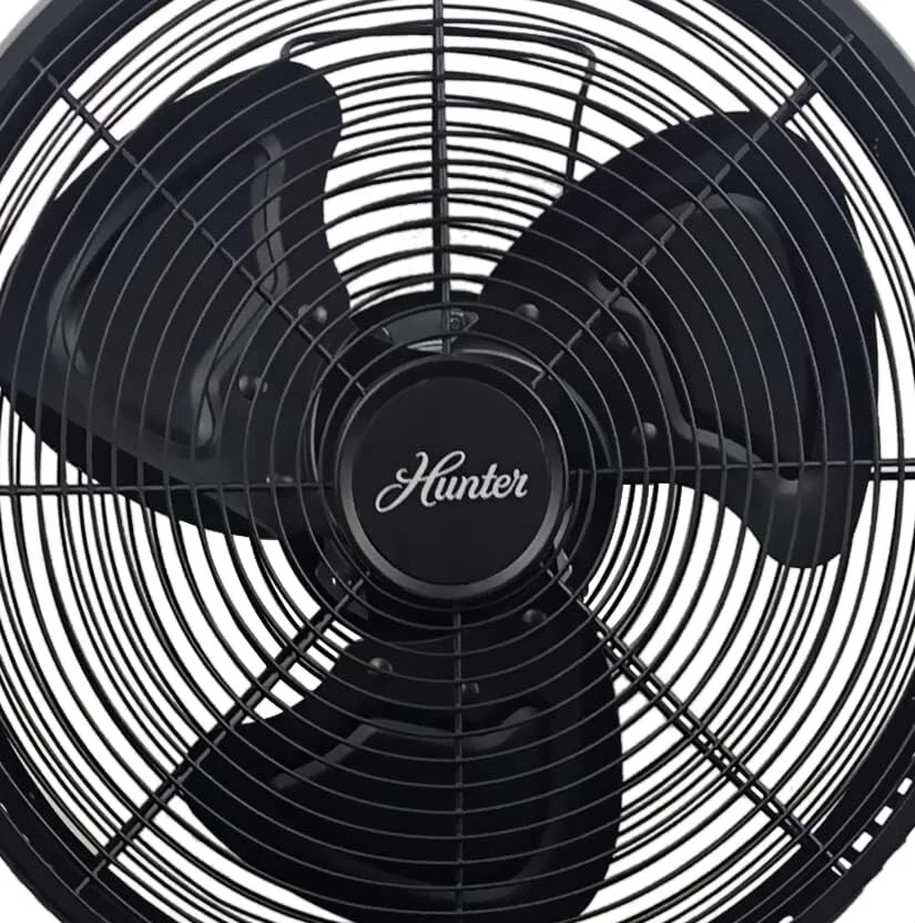Ventilador tripé de metal Hunter 90646, inclinação ajustável, 3 velocidades, 12", preto fosco NOVO - Imagem 3 de 4