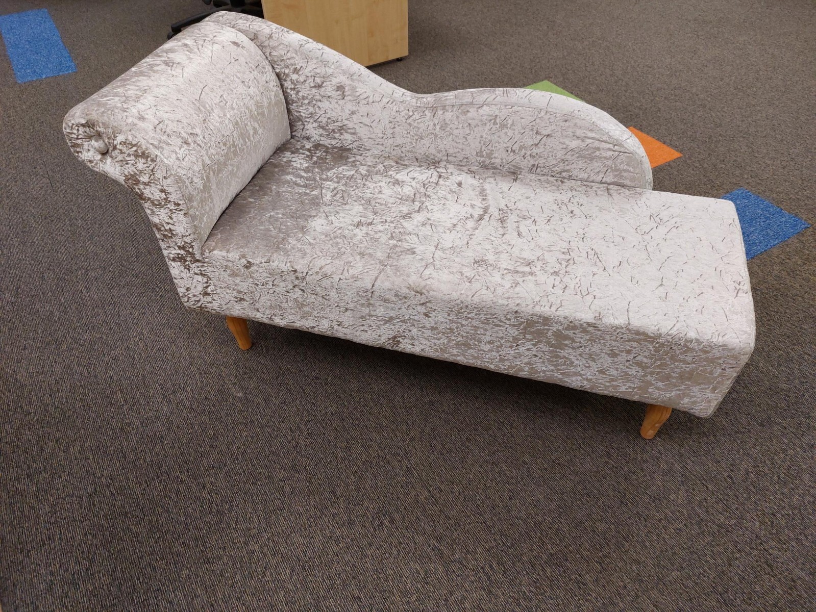 chaise lounger Left Hand, crushed velvet, grey/silver in colour eBay