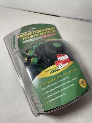 Original XBOX Monster Composite / S-Video AV Cable 6  Gold Plated New Sealed