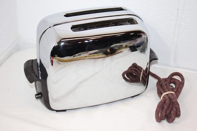 Vintage Chrome TOASTMASTER 1B14 Toaster WORKS, but pop-up non-func