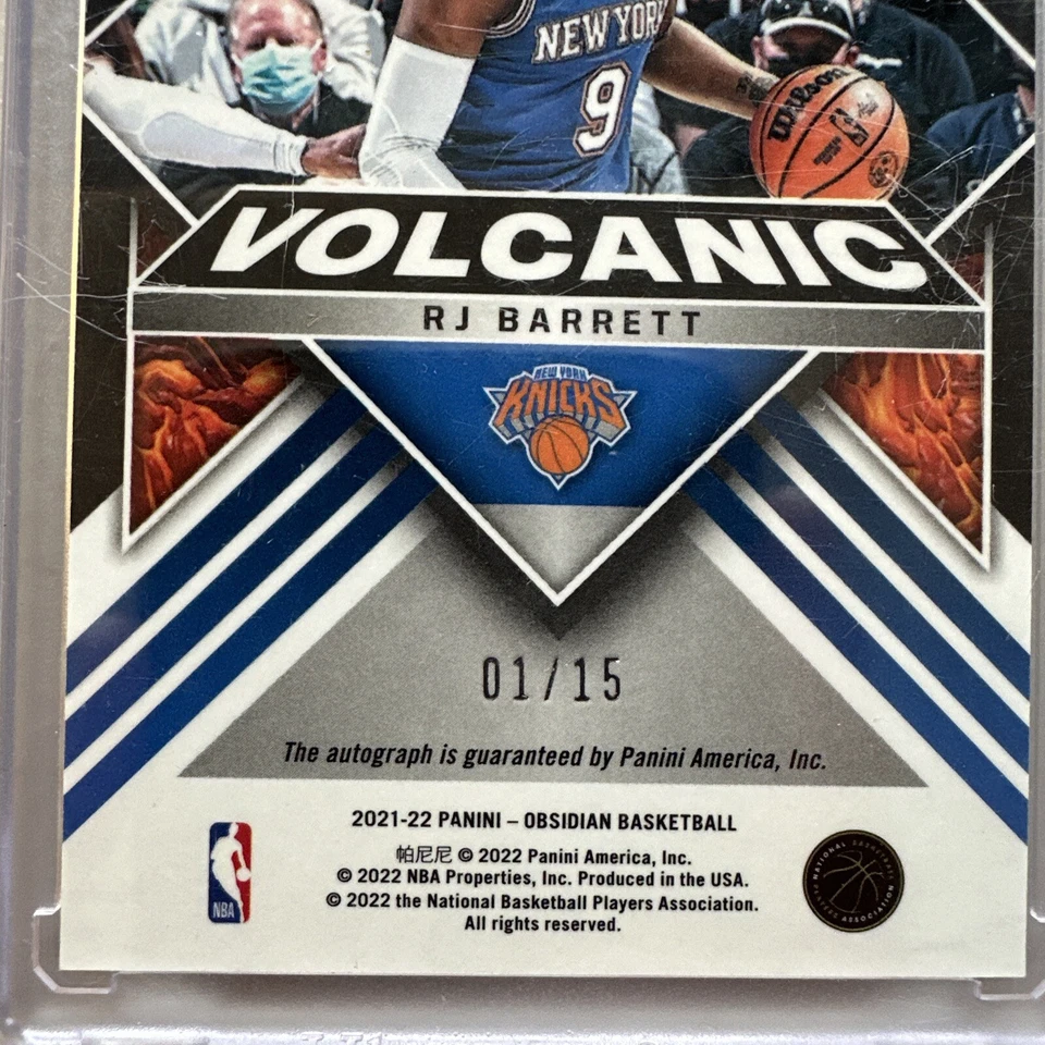2022 Panini Obsidian Basketball RJ Barret Auto # 1/15 - Image 3 of 4