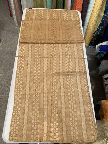 GOLD Embroidered Chiffon Scarf Shawl 68x22 Wide - Picture 3 of 5