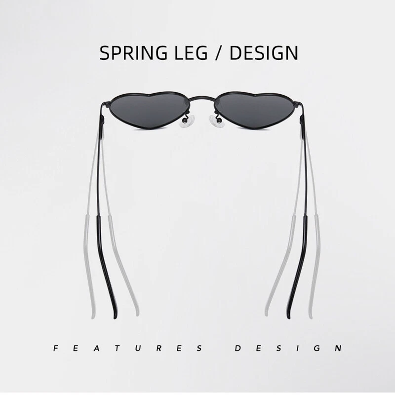 Óculos de sol polarizado em forma de coração feminino masculino bonito retrô engraçado festa óculos de sol - Imagem 4 de 4