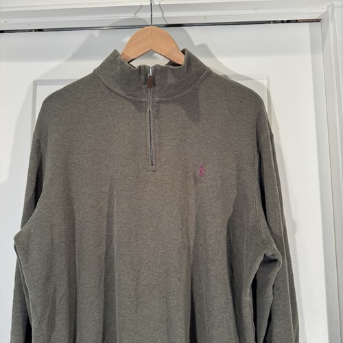 Polo Ralph Lauren Estate Rib 1/4 Zip Pullover Sweater Mens XL Green Purple Golf - Picture 2 of 16