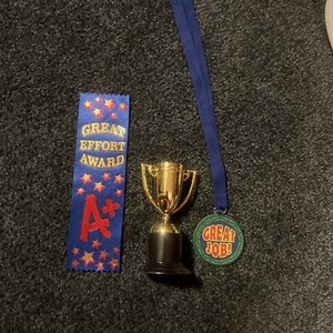 Lot of kids awards, bookmarks, medals and trophies. Great for teachers, etc