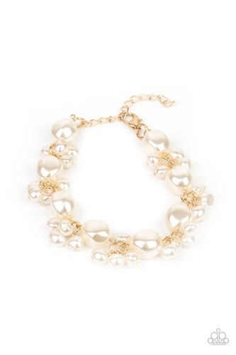 Goldkette Armband mit Kunstperlen Cluster & verstellbarem Verschluss - Bild 2 von 2