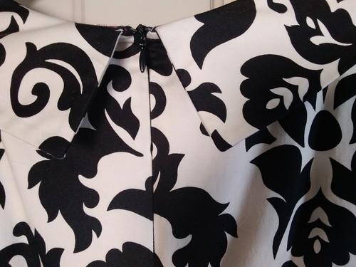 VTG R&K Originals Dress Women's Size 8 Black White Damask Sleeveless Pencil - Picture 14 of 20