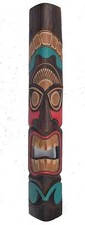 Tiki Maschera 100cm Hawaii da Parete IN Legno 1,00m Maui Kauai Oahu