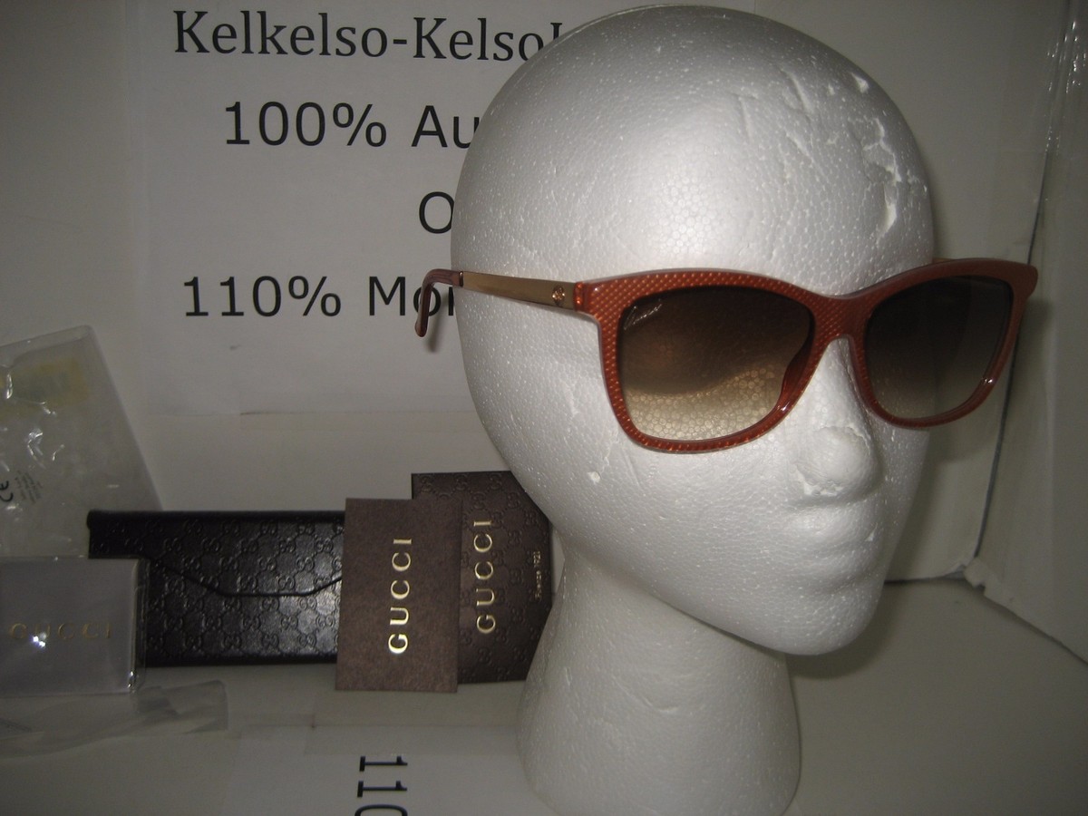 NEW GUCCI 3675/S Women Plastic Frame GG Logo Gold Metal 