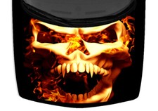 Flames Skull Screaming Fangs Truck Hood Wrap Vinyl Car Graphic Decal 58x65