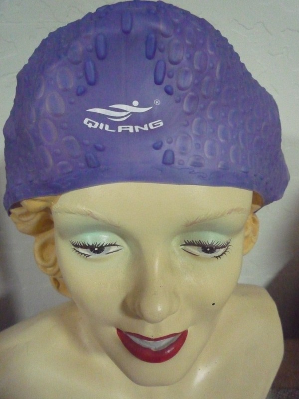 SWIM/BATHING CAP BLUE* As seen on Marilyn Monroe/OSFA/Qilang/silicone/waterproof