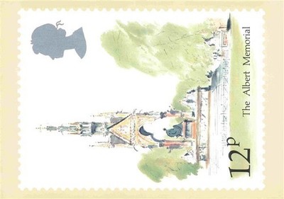 Briefmarken auf AK Timbres Postage Francobollo-- The Albert Memorial