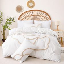 Duvet Cover Queen Size, 3 Pieces Duvet Covers Set, Boho Tufted Comforter Sets wi