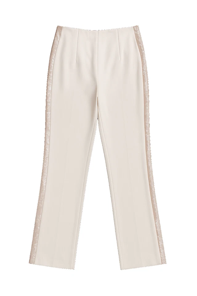 Calça de lantejoulas Cinq à Sept Ruthy travertino rosa crepe perna larga tamanho 14 nova com etiquetas - Imagem 2 de 4