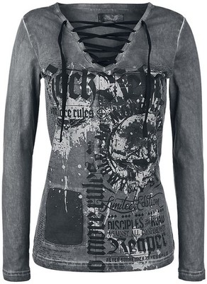 Rock Rebel by EMP Damen graues Langarmshirt mit Schnürung