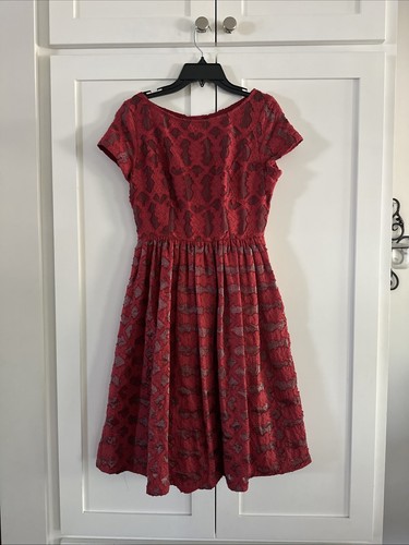 Anthropologie Red “Rubied Lace Dress" by Moulinette Soeurs Sz 0 - Picture 5 of 8