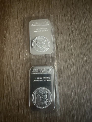 2 APMEX 1 Troy Ounce .999 Fine Silver Bar | Bullion Lot of 2