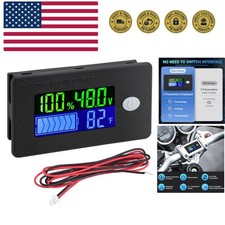 48v Golf Cart Battery Meter - LCD Display Lithium Battery Monitor 10-100v Vol...