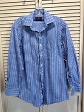 Club Room Pinpoint Blue/Pink Striped Long Sleeve Button Up Shirt 15.5 32-33