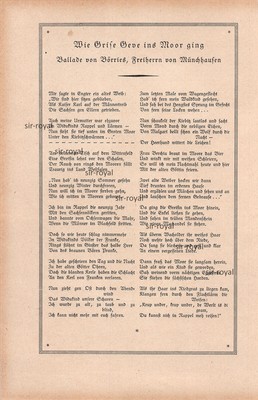 How Grise Wwe Went into the Moor - Börries Münchhausen - 1924 - Poem ~16x25cm