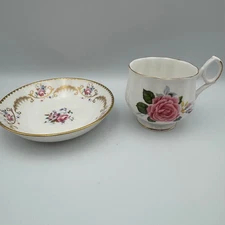 Royal Chelsea Ascot Saucer And Royal Dover Tea Cup Gold Trim English Bone China