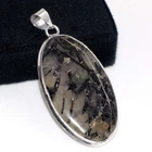 925 Silver Plated Natural Black Rutile Pendant Jewelry Size 2.3" GW