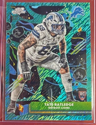 2025 Topps Cosmic Chrome Tate Ratledge RC #135 Aqua /199 Lions Rookie