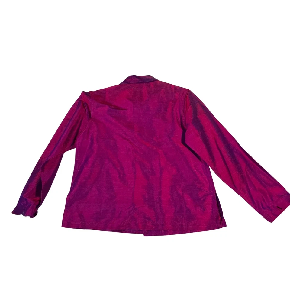 Blazer vintage Travel Smith para mujer talla M 100 % seda opalescente botón conjunto de 2 Foto 4 de 4