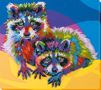 Bead Embroidery Kit ''Raccoons'' Stitching Handmade Beadwork
