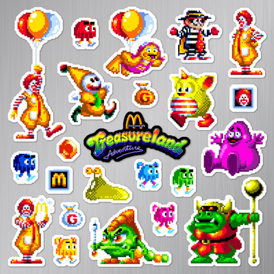 McDonalds Treasure Land Adventure Magnets Sega Genesis Pixel Art 23 Magnet Pack