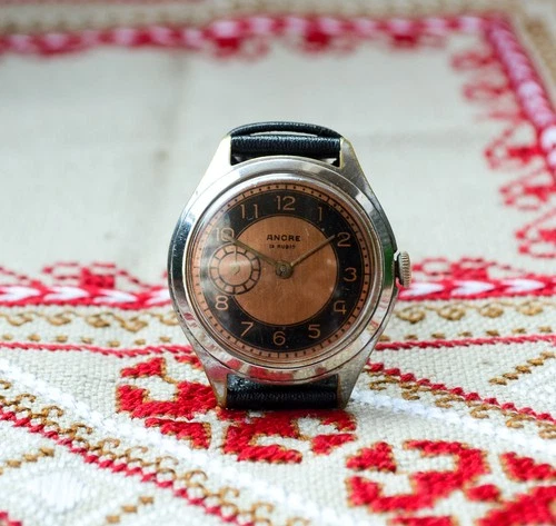 1940's Antique Vintage ANCRE 15 RUBIS Mechanical military GERMAN Wristwatch WWII
